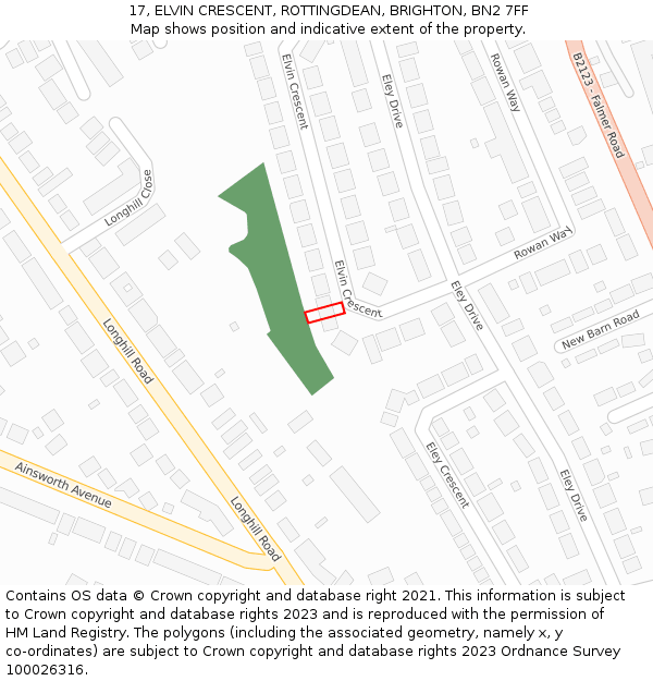 17, ELVIN CRESCENT, ROTTINGDEAN, BRIGHTON, BN2 7FF: Location map and indicative extent of plot