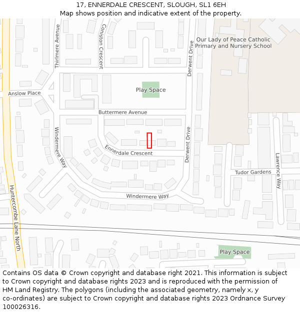 17, ENNERDALE CRESCENT, SLOUGH, SL1 6EH: Location map and indicative extent of plot