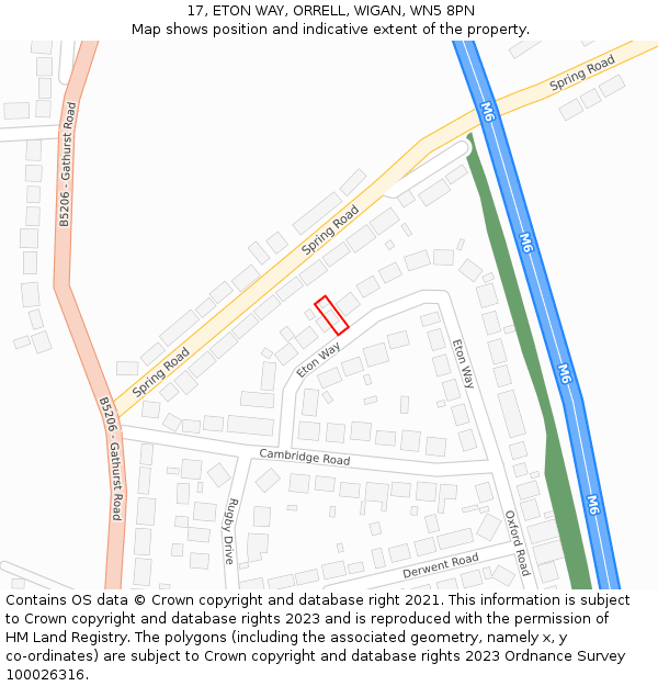 17, ETON WAY, ORRELL, WIGAN, WN5 8PN: Location map and indicative extent of plot