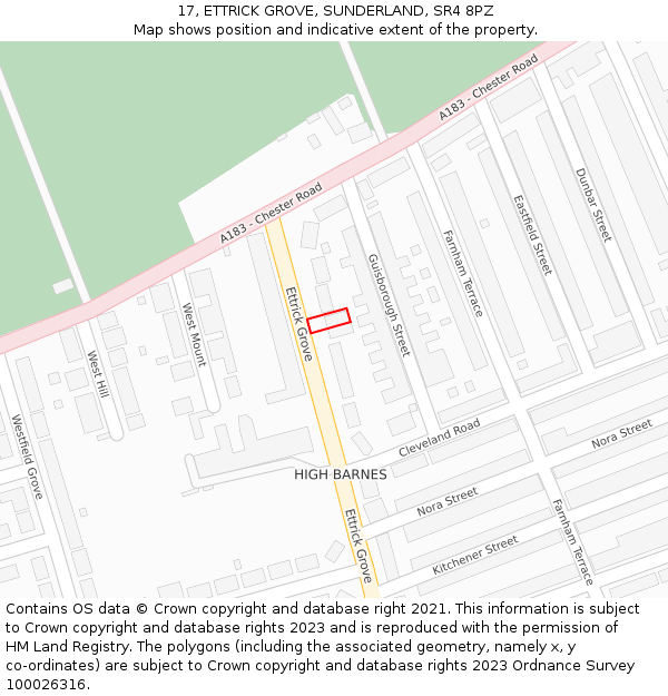 17, ETTRICK GROVE, SUNDERLAND, SR4 8PZ: Location map and indicative extent of plot