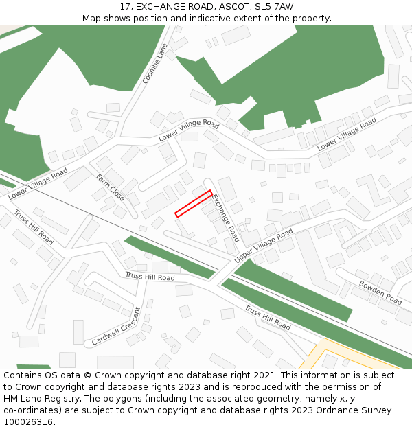 17, EXCHANGE ROAD, ASCOT, SL5 7AW: Location map and indicative extent of plot