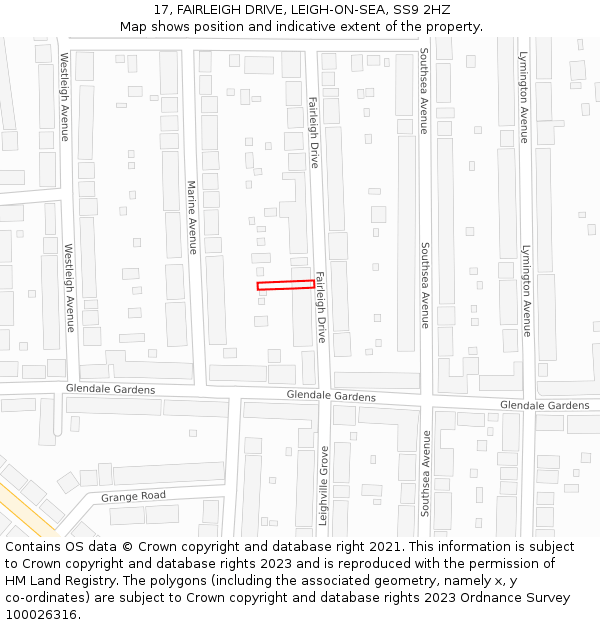 17, FAIRLEIGH DRIVE, LEIGH-ON-SEA, SS9 2HZ: Location map and indicative extent of plot