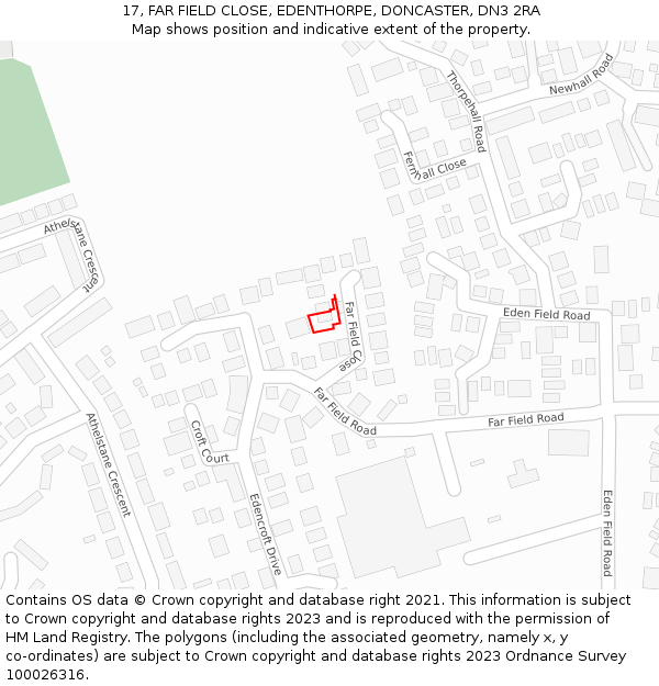 17, FAR FIELD CLOSE, EDENTHORPE, DONCASTER, DN3 2RA: Location map and indicative extent of plot