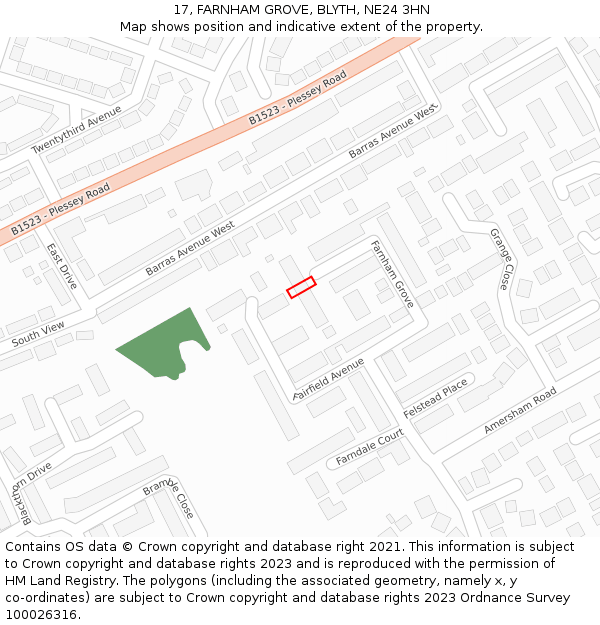 17, FARNHAM GROVE, BLYTH, NE24 3HN: Location map and indicative extent of plot