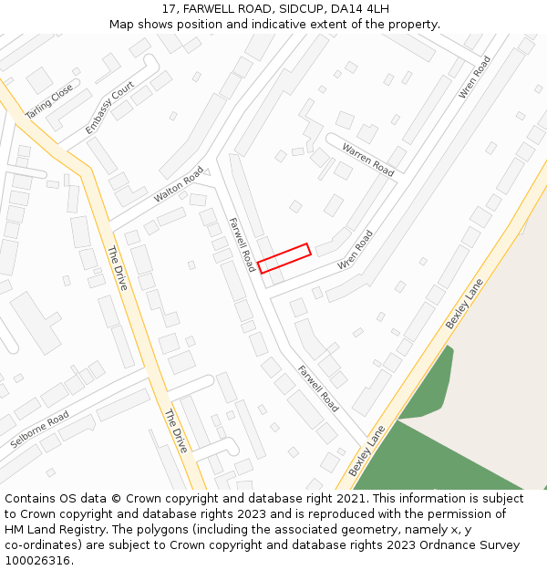 17, FARWELL ROAD, SIDCUP, DA14 4LH: Location map and indicative extent of plot