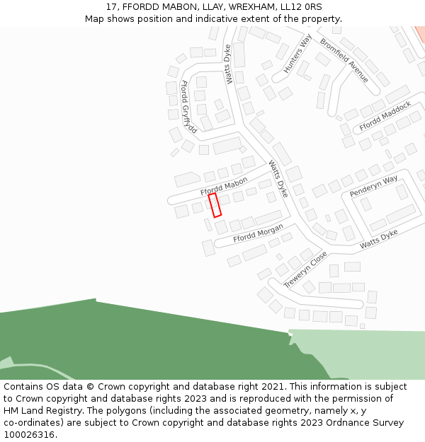 17, FFORDD MABON, LLAY, WREXHAM, LL12 0RS: Location map and indicative extent of plot