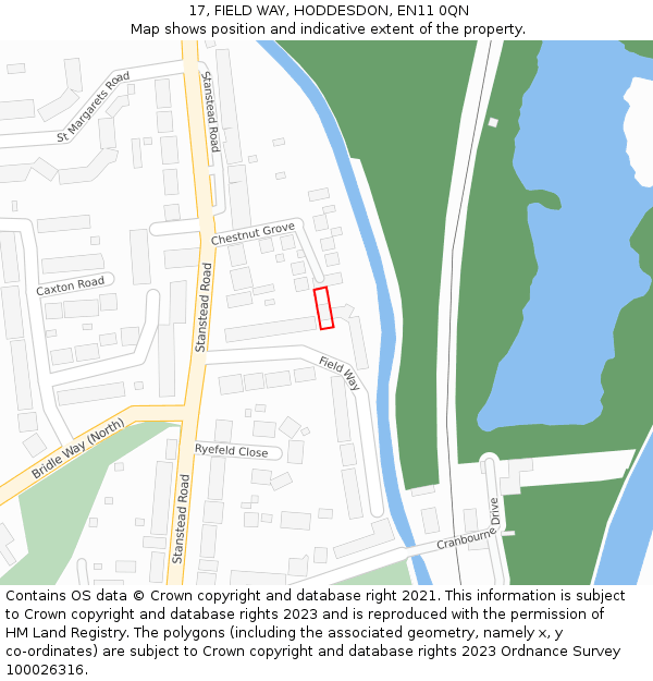 17, FIELD WAY, HODDESDON, EN11 0QN: Location map and indicative extent of plot
