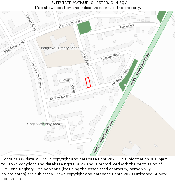 17, FIR TREE AVENUE, CHESTER, CH4 7QY: Location map and indicative extent of plot