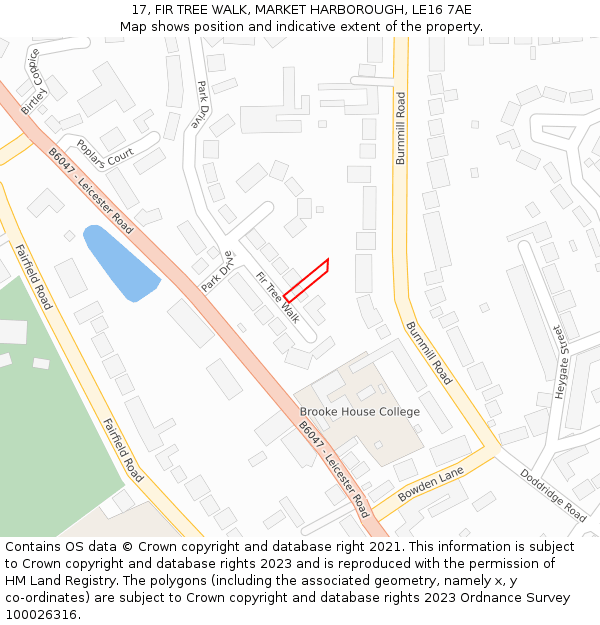 17, FIR TREE WALK, MARKET HARBOROUGH, LE16 7AE: Location map and indicative extent of plot