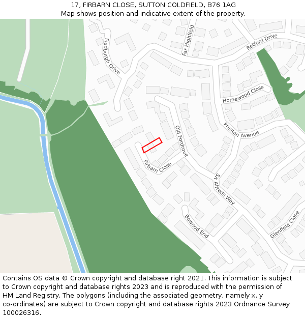 17, FIRBARN CLOSE, SUTTON COLDFIELD, B76 1AG: Location map and indicative extent of plot