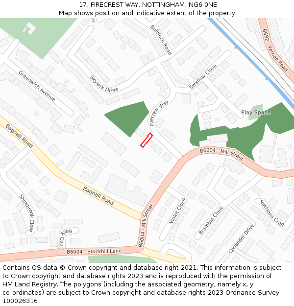 17, FIRECREST WAY, NOTTINGHAM, NG6 0NE: Location map and indicative extent of plot