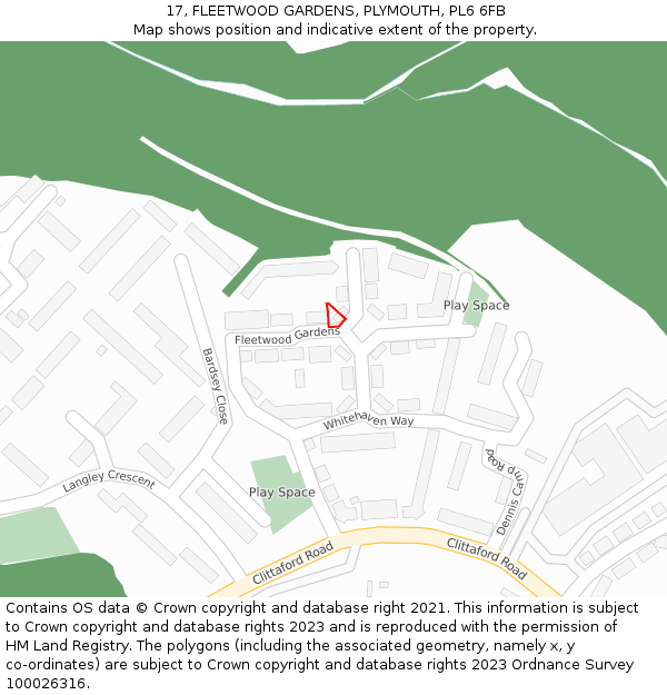 17, FLEETWOOD GARDENS, PLYMOUTH, PL6 6FB: Location map and indicative extent of plot