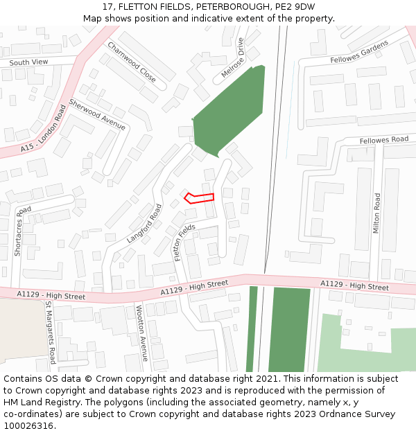 17, FLETTON FIELDS, PETERBOROUGH, PE2 9DW: Location map and indicative extent of plot