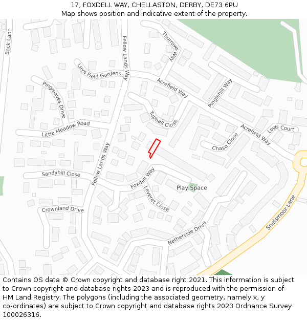 17, FOXDELL WAY, CHELLASTON, DERBY, DE73 6PU: Location map and indicative extent of plot
