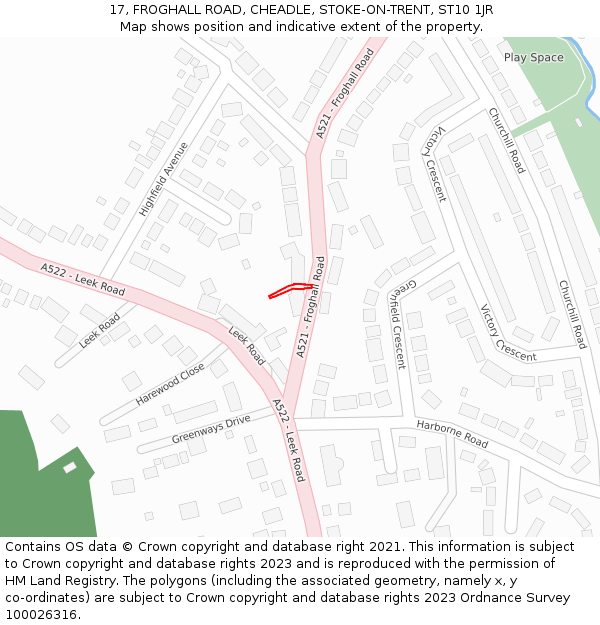 17, FROGHALL ROAD, CHEADLE, STOKE-ON-TRENT, ST10 1JR: Location map and indicative extent of plot