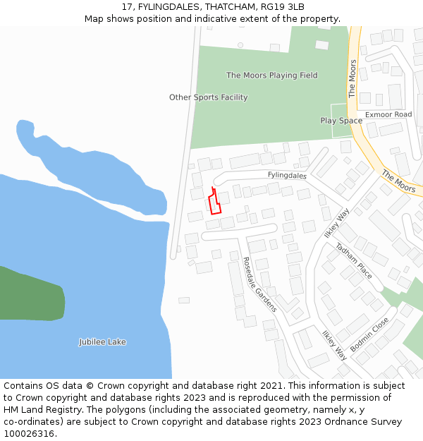 17, FYLINGDALES, THATCHAM, RG19 3LB: Location map and indicative extent of plot