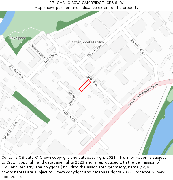 17, GARLIC ROW, CAMBRIDGE, CB5 8HW: Location map and indicative extent of plot