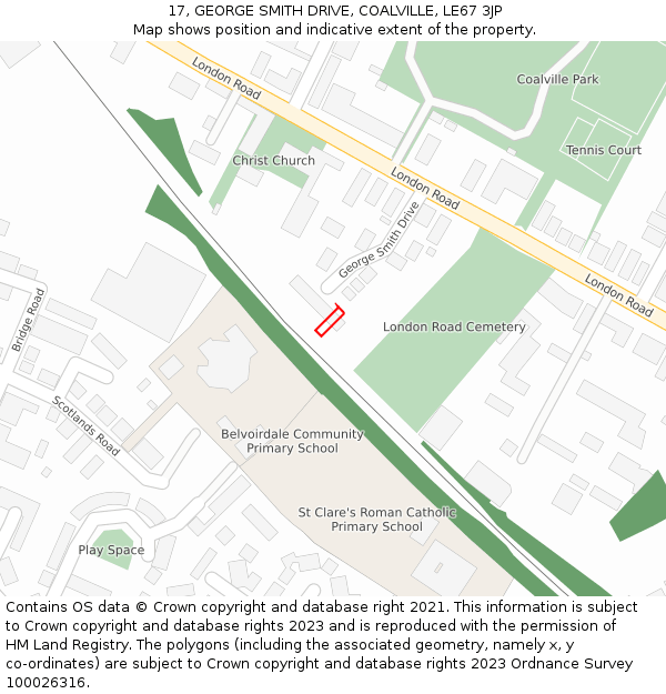 17, GEORGE SMITH DRIVE, COALVILLE, LE67 3JP: Location map and indicative extent of plot