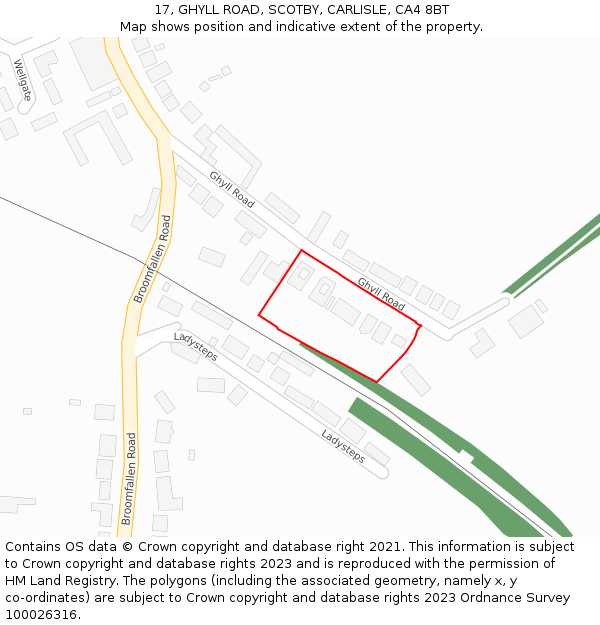 17, GHYLL ROAD, SCOTBY, CARLISLE, CA4 8BT: Location map and indicative extent of plot