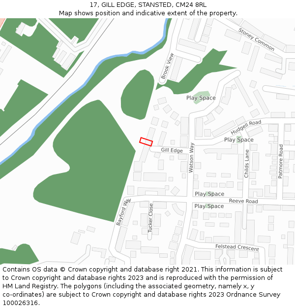 17, GILL EDGE, STANSTED, CM24 8RL: Location map and indicative extent of plot