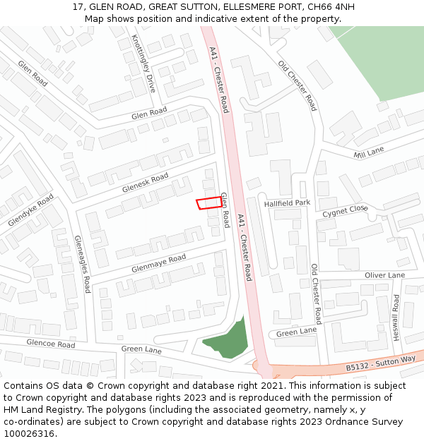 17, GLEN ROAD, GREAT SUTTON, ELLESMERE PORT, CH66 4NH: Location map and indicative extent of plot