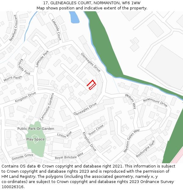 17, GLENEAGLES COURT, NORMANTON, WF6 1WW: Location map and indicative extent of plot