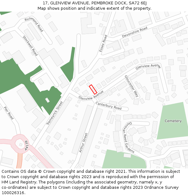 17, GLENVIEW AVENUE, PEMBROKE DOCK, SA72 6EJ: Location map and indicative extent of plot