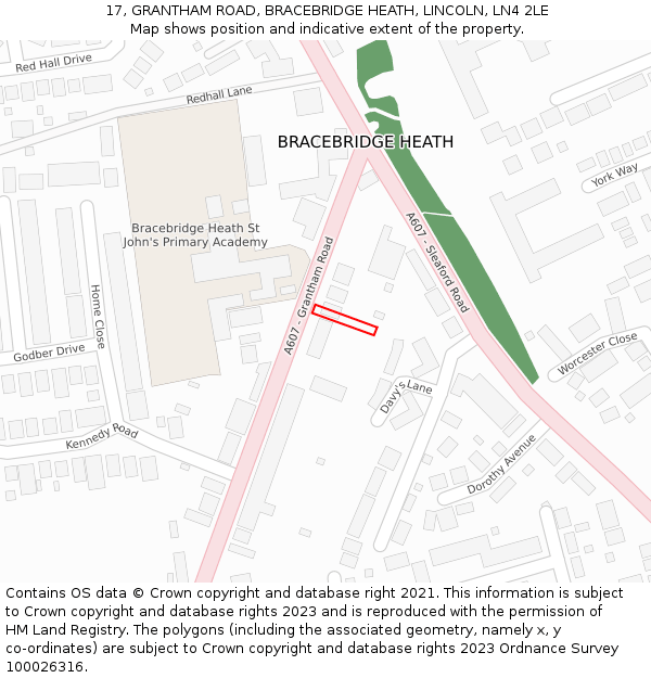 17, GRANTHAM ROAD, BRACEBRIDGE HEATH, LINCOLN, LN4 2LE: Location map and indicative extent of plot