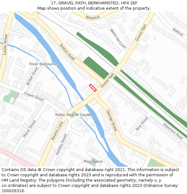 17, GRAVEL PATH, BERKHAMSTED, HP4 2EF: Location map and indicative extent of plot