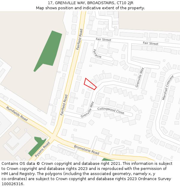 17, GRENVILLE WAY, BROADSTAIRS, CT10 2JR: Location map and indicative extent of plot