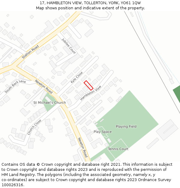 17, HAMBLETON VIEW, TOLLERTON, YORK, YO61 1QW: Location map and indicative extent of plot