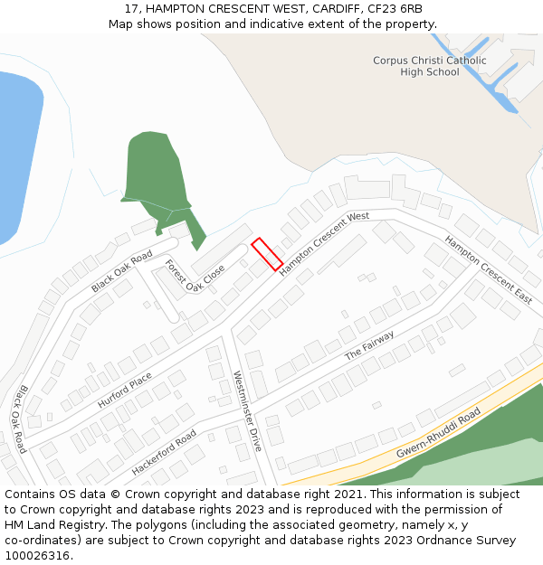 17, HAMPTON CRESCENT WEST, CARDIFF, CF23 6RB: Location map and indicative extent of plot