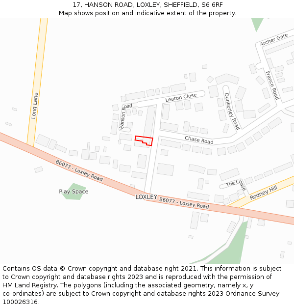 17, HANSON ROAD, LOXLEY, SHEFFIELD, S6 6RF: Location map and indicative extent of plot