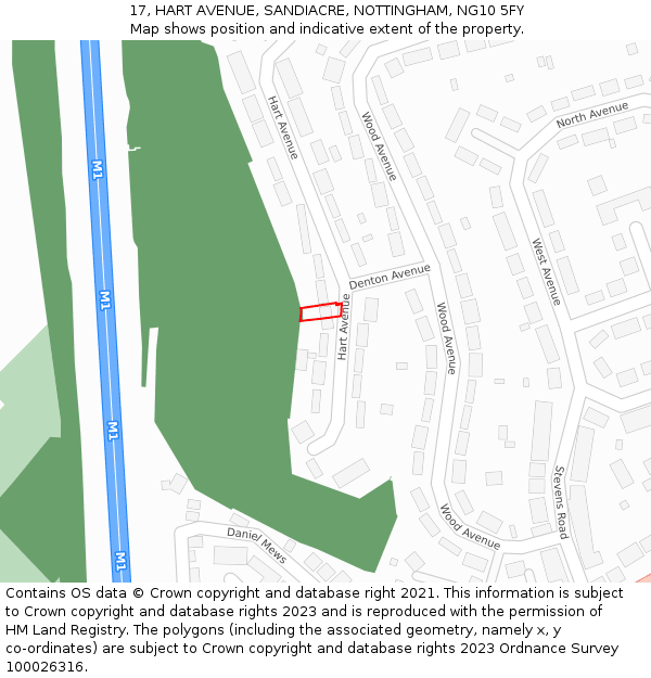 17, HART AVENUE, SANDIACRE, NOTTINGHAM, NG10 5FY: Location map and indicative extent of plot