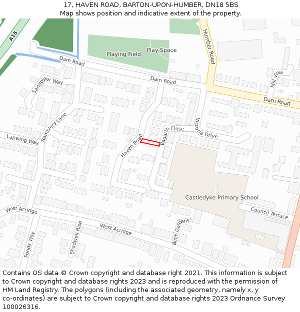 17, HAVEN ROAD, BARTON-UPON-HUMBER, DN18 5BS: Location map and indicative extent of plot