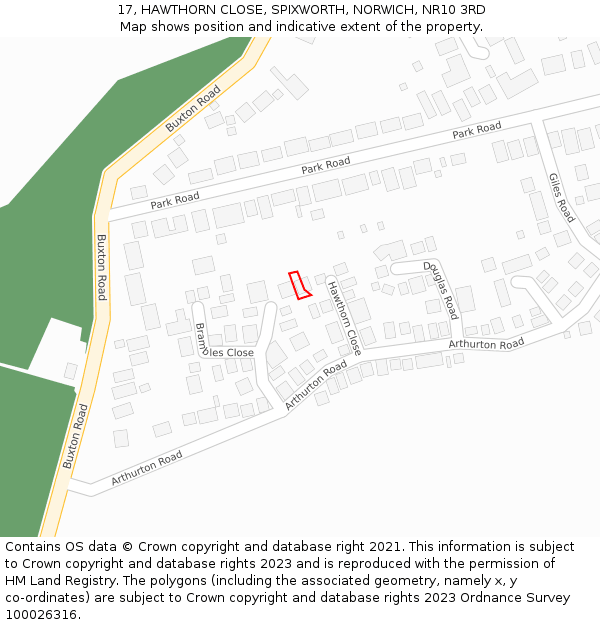 17, HAWTHORN CLOSE, SPIXWORTH, NORWICH, NR10 3RD: Location map and indicative extent of plot