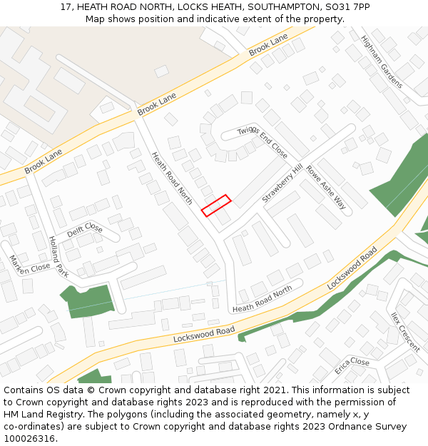 17, HEATH ROAD NORTH, LOCKS HEATH, SOUTHAMPTON, SO31 7PP: Location map and indicative extent of plot
