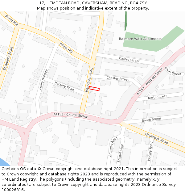 17, HEMDEAN ROAD, CAVERSHAM, READING, RG4 7SY: Location map and indicative extent of plot