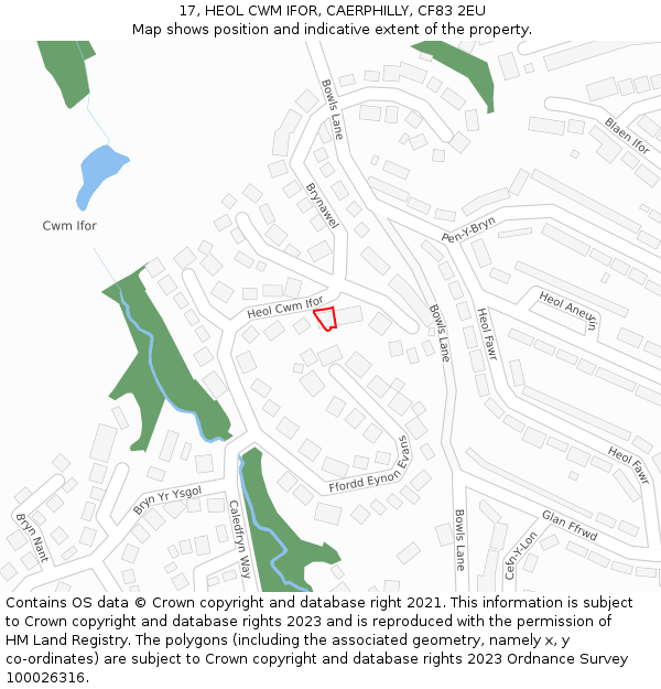 17, HEOL CWM IFOR, CAERPHILLY, CF83 2EU: Location map and indicative extent of plot