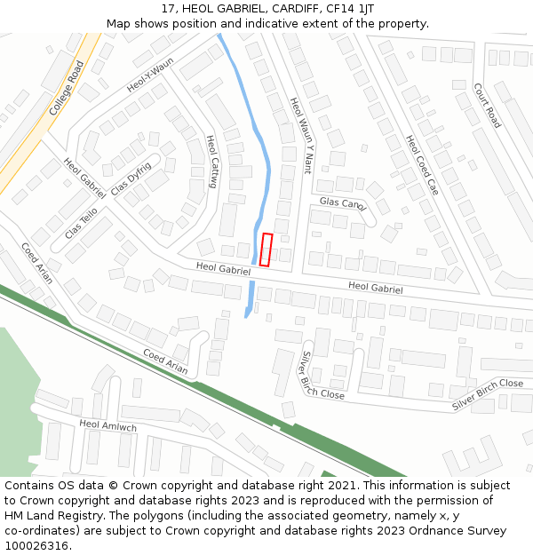 17, HEOL GABRIEL, CARDIFF, CF14 1JT: Location map and indicative extent of plot