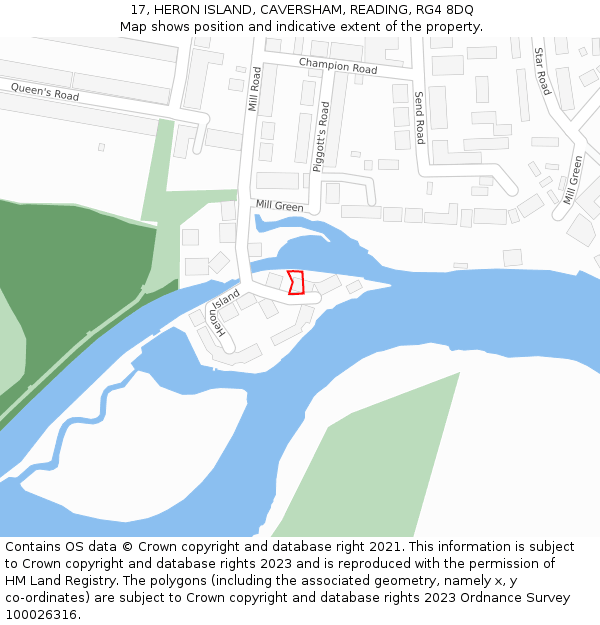 17, HERON ISLAND, CAVERSHAM, READING, RG4 8DQ: Location map and indicative extent of plot