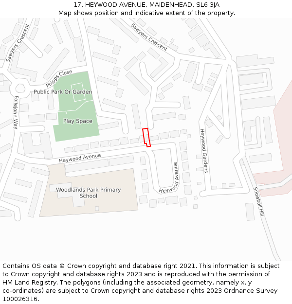 17, HEYWOOD AVENUE, MAIDENHEAD, SL6 3JA: Location map and indicative extent of plot