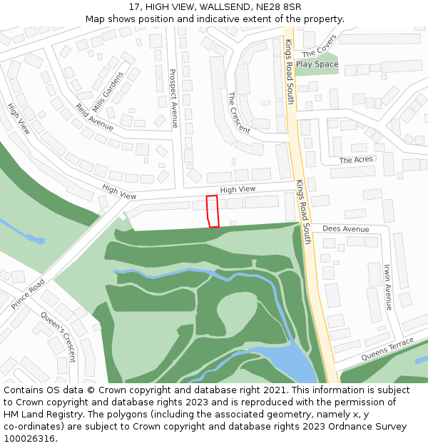 17, HIGH VIEW, WALLSEND, NE28 8SR: Location map and indicative extent of plot