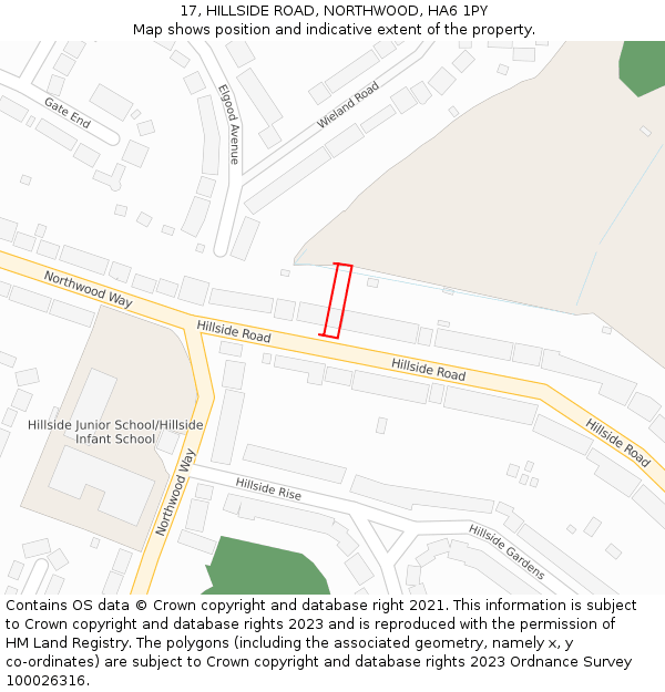 17, HILLSIDE ROAD, NORTHWOOD, HA6 1PY: Location map and indicative extent of plot