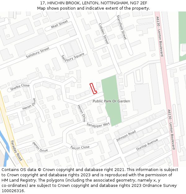 17, HINCHIN BROOK, LENTON, NOTTINGHAM, NG7 2EF: Location map and indicative extent of plot