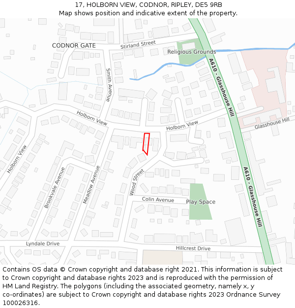 17, HOLBORN VIEW, CODNOR, RIPLEY, DE5 9RB: Location map and indicative extent of plot