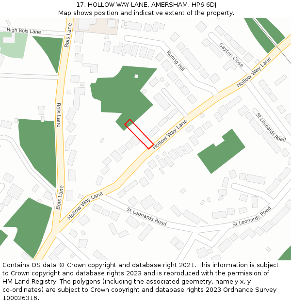 17, HOLLOW WAY LANE, AMERSHAM, HP6 6DJ: Location map and indicative extent of plot