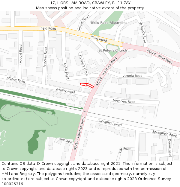 17, HORSHAM ROAD, CRAWLEY, RH11 7AY: Location map and indicative extent of plot