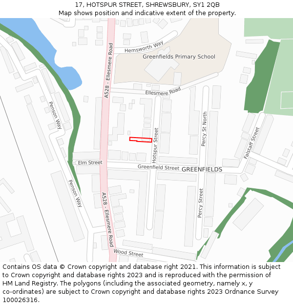 17, HOTSPUR STREET, SHREWSBURY, SY1 2QB: Location map and indicative extent of plot