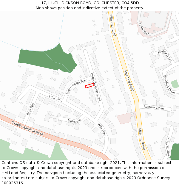 17, HUGH DICKSON ROAD, COLCHESTER, CO4 5DD: Location map and indicative extent of plot